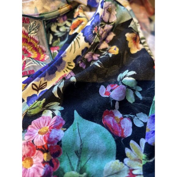 JOHNNY WAS LA Floral Patchwork Print Viscose Bamboo/Spandex Stretch Tee S loose - Picture 15 of 16